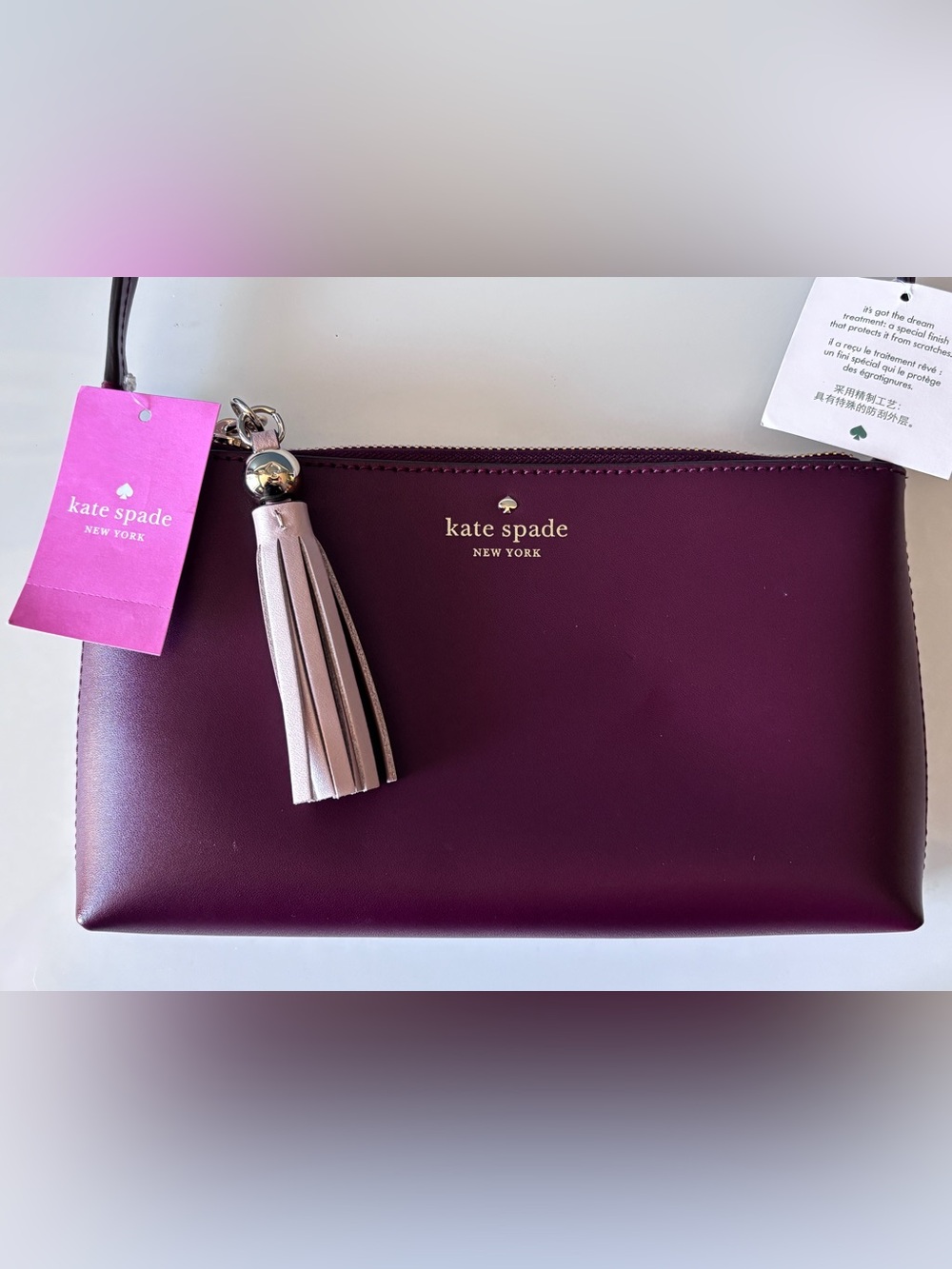 Kate Spade Amy Ivy Street Cherrywood Crossbody Bag NWT Tassel